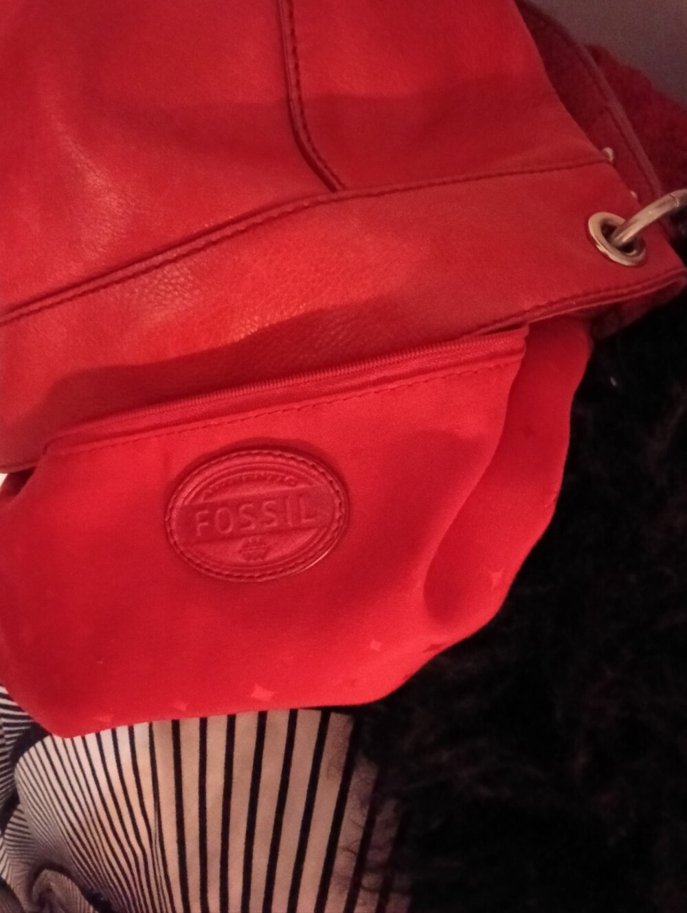 #F2 Fossil Long Live VTG Red Women's Shoulder Bag - Classic Hunter Hobo Style - Picture 10 of 15